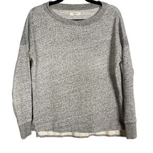 Madewell Surfbreeze Slouchy Sweatshirt Heather Gray S Inset Sleeve Hi Low Hem